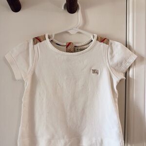 Burberry Kids White Tee with Check Details